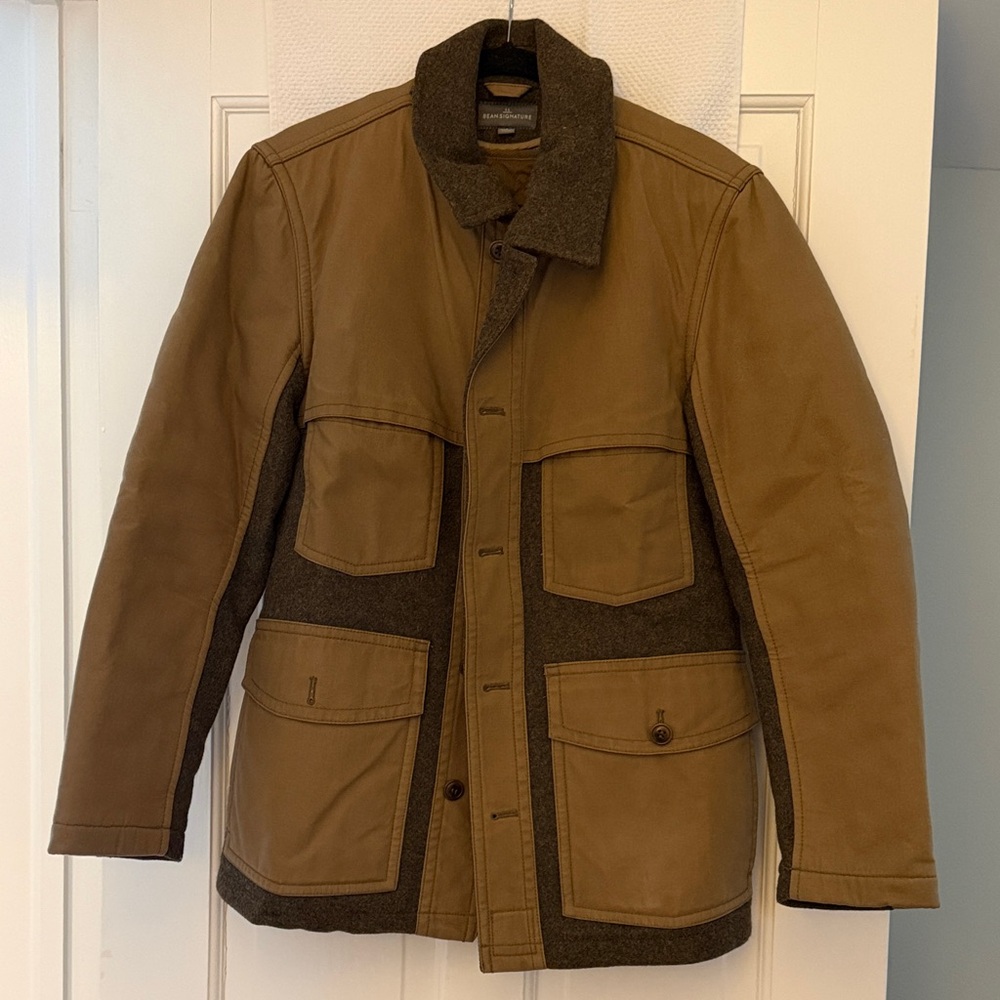 Men's Tan and Brown Jacket LL Bean jacket